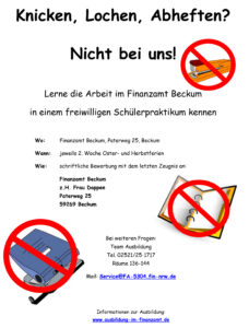 Schulerpraktika Angebot Im Finanzamt Beckum Mach Mit Die Ausbildungsmesse In Oelde Und Ennigerloh